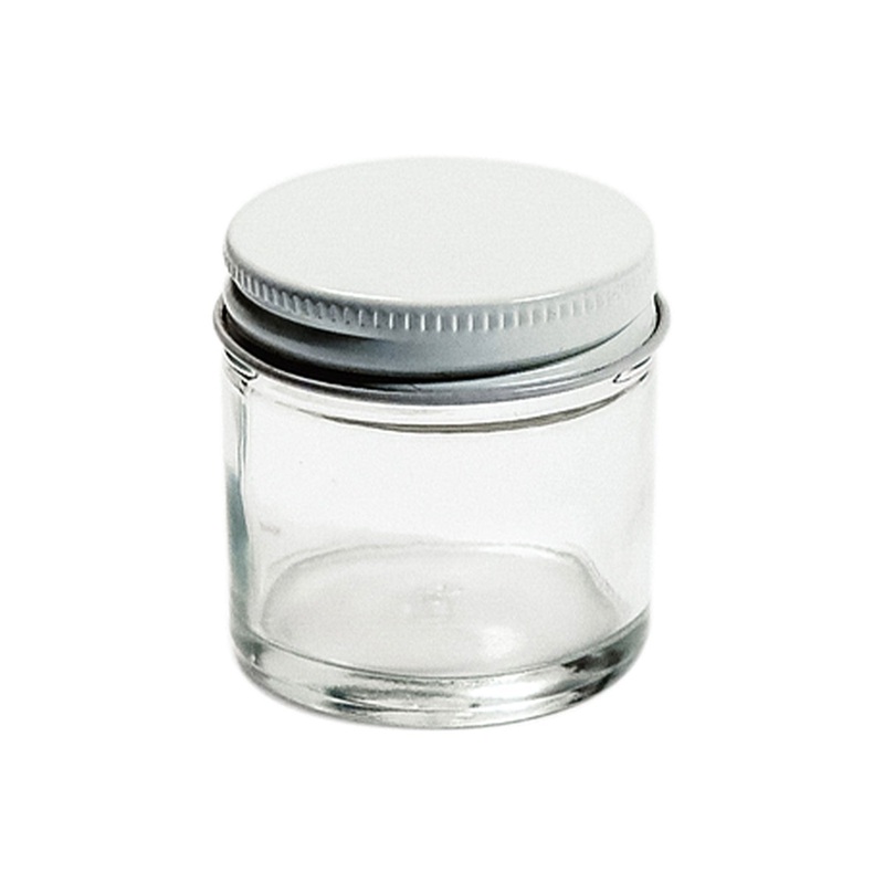 1oz Glass Jar with White Metal Lid – Case of 48