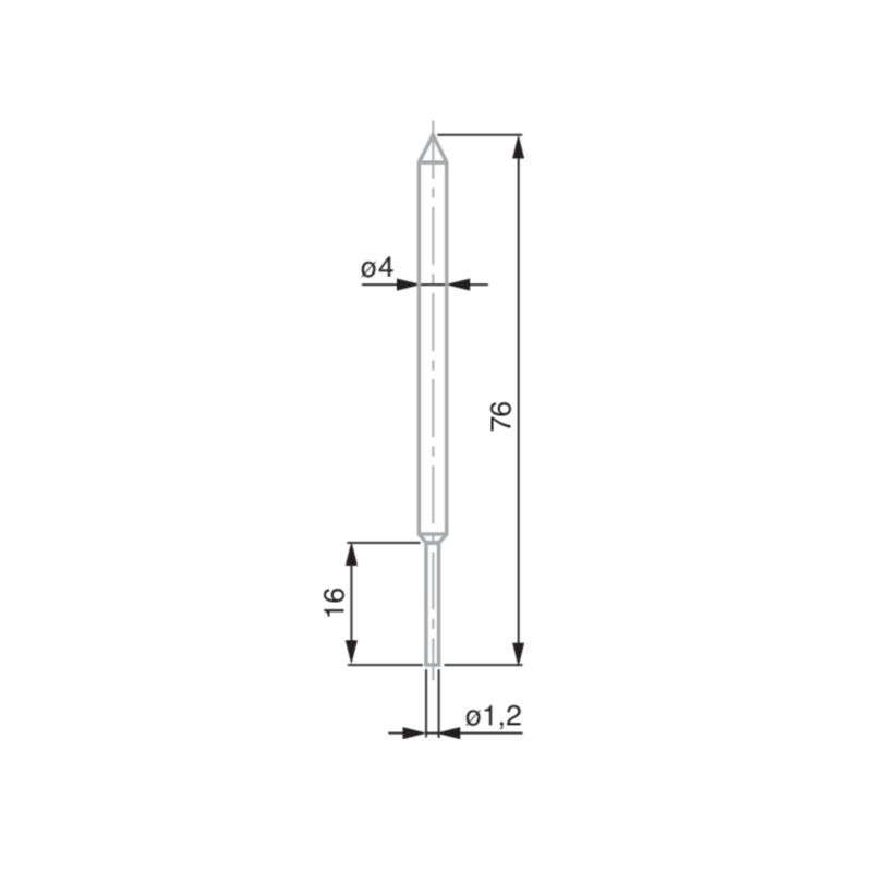 Rod Insert with shank, steel, 0 angle, L76mm 00760179