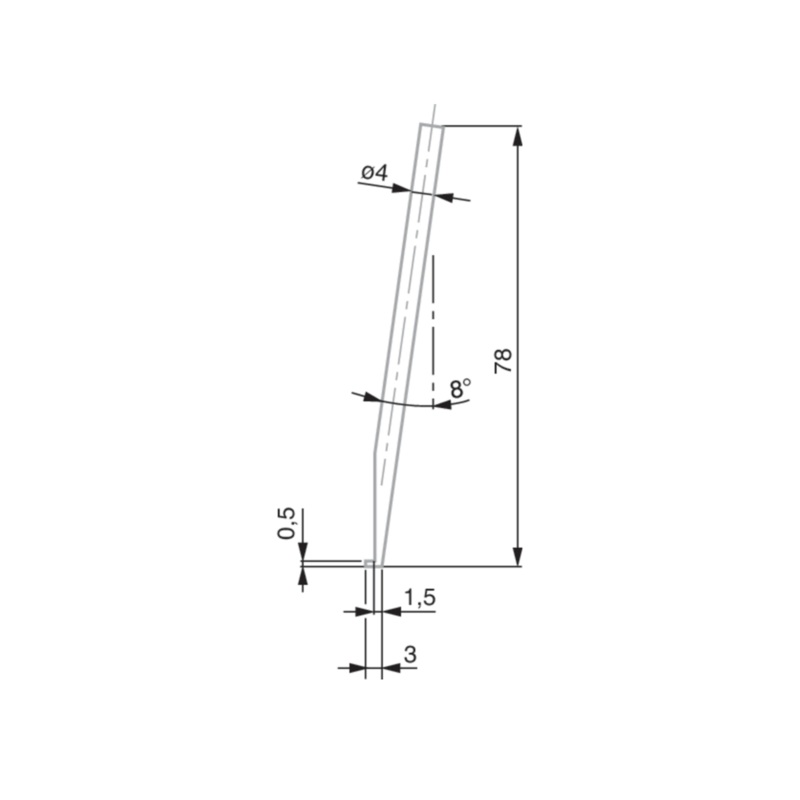 Rod Insert with shank, steel, 8 angle, L78mm 00760178