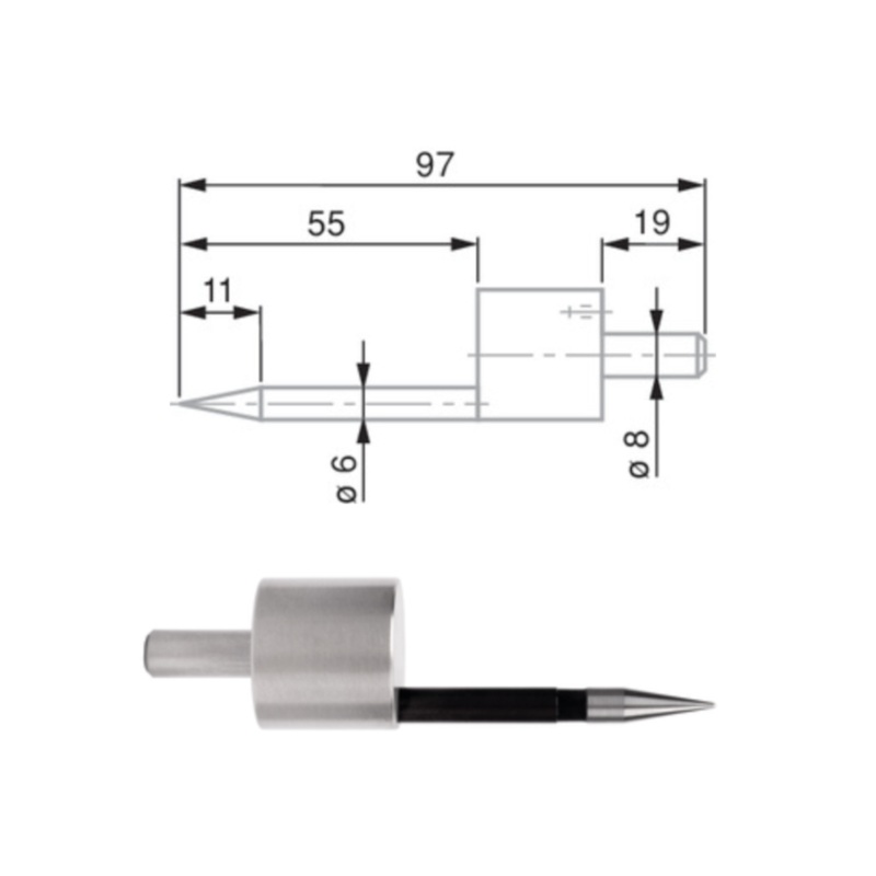 Cone-shaped insert  8 mm Shank, steel,  6 mm, L97mm 0071684822