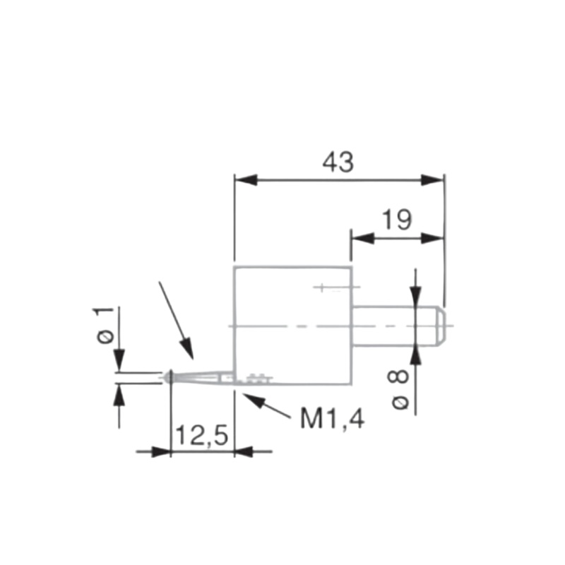 Insert holder  8 mm, L43mm, for M1,4 inserts 0071684826