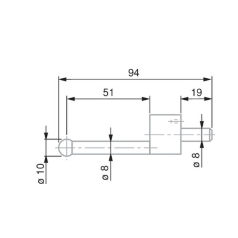 Ball Tip Insert, 8mm Shank, 10mm L94 mm 0071684829