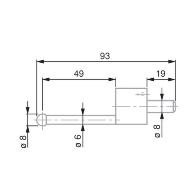 Ball Tip Insert, 8mm Shank, 8mm L93 mm 0071684832