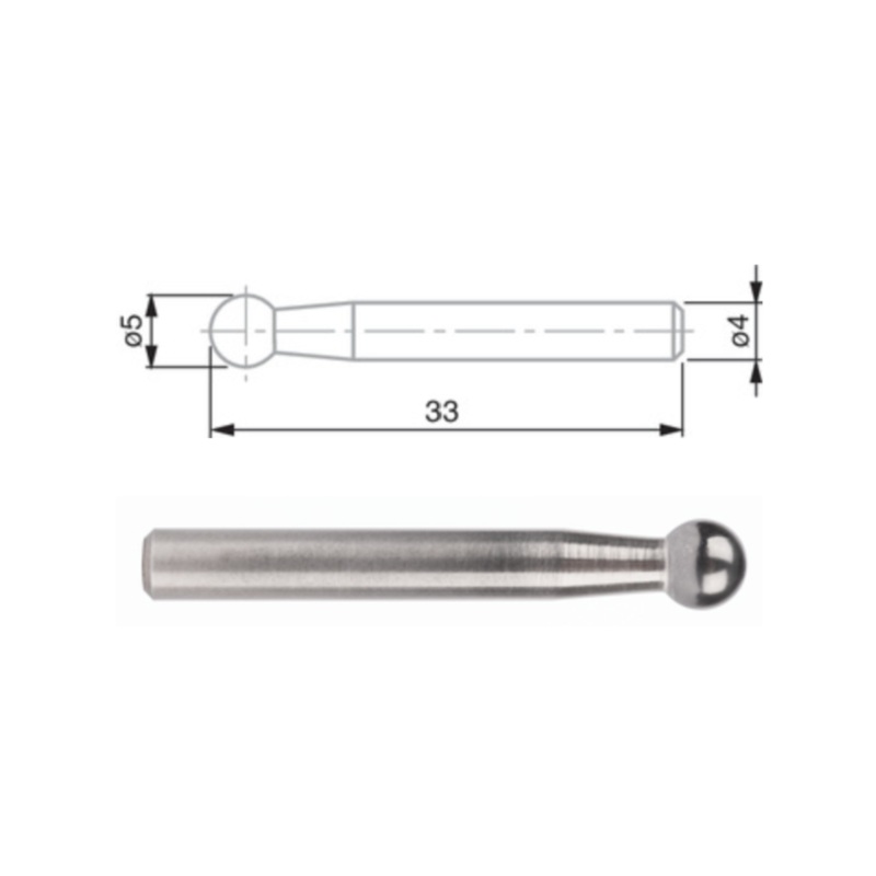 Ball Tip Insert, Carbide  5 mm, L = 33 mm, 4mm Shank Fitting 00760200