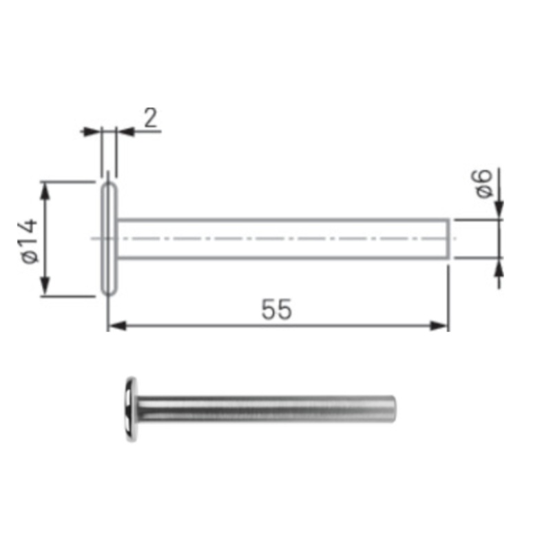 Disc Probe Carbide  6 mm Shank,  14 mm, L = 56 mm 00760075