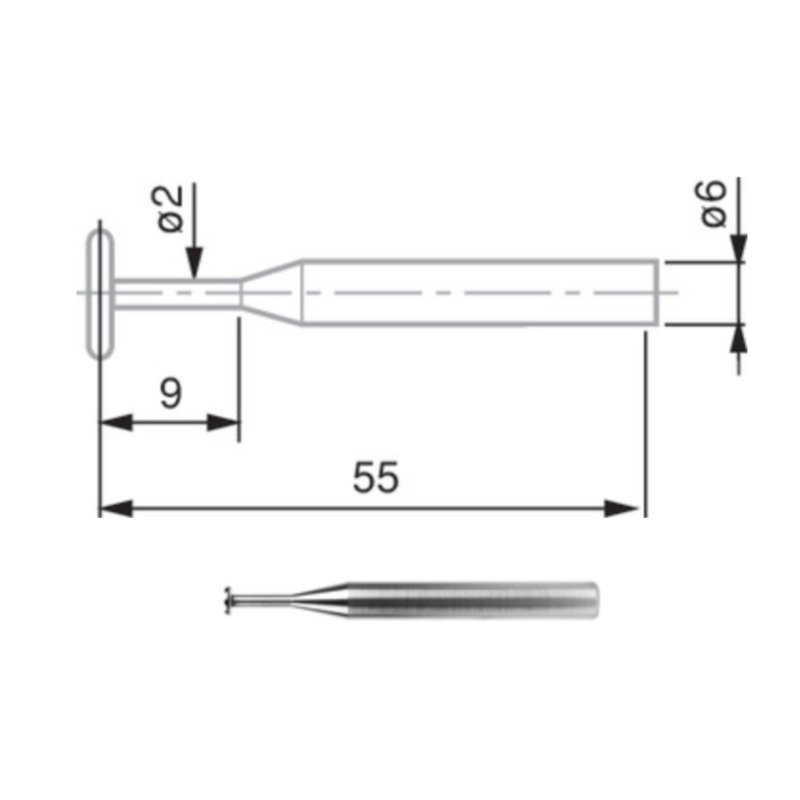 Disk Probe Carbide   6 mm Shank,  4.5 mm, L = 55 mm 00760074