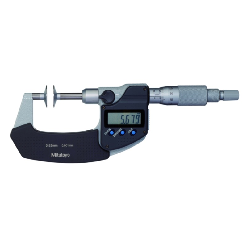 Mitutoyo Digital Disc Micrometer 0-25mm, Non-Rotating Spindle, Disk=20mm 369-250-30