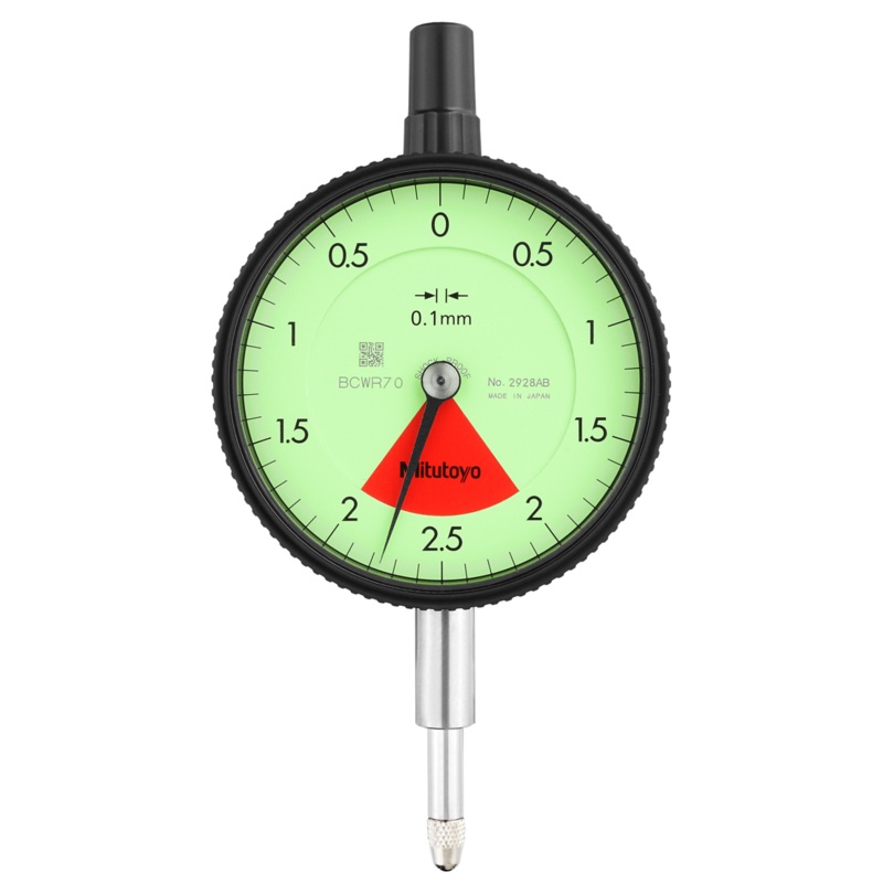 Dial Gauge, Flat Back, ISO Type One Revolution, Shockproof, 4mm, 0,01mm 2928AB
