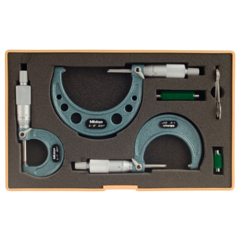 Mitutoyo Imperial Analogue Outside Micrometer Set 0-3, (3 pcs.), 0,0001 103-922