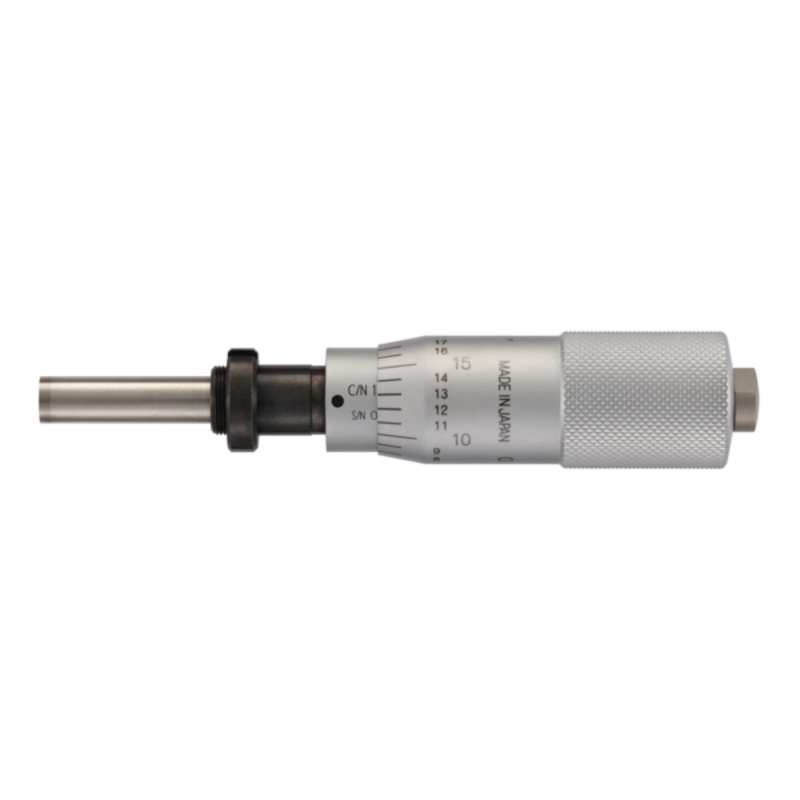 Micrometer Head, Medium-sized Type Standard Type, 0-1, 0,001, Flat, with Clamp Nut, w/o Ratched 150-197-10