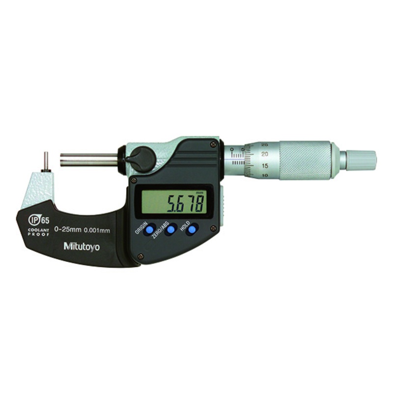 Mitutoyo Digital Tube Micrometer, IP65 Pin Anvil Flat Spindle, 0-25mm 395-261-30