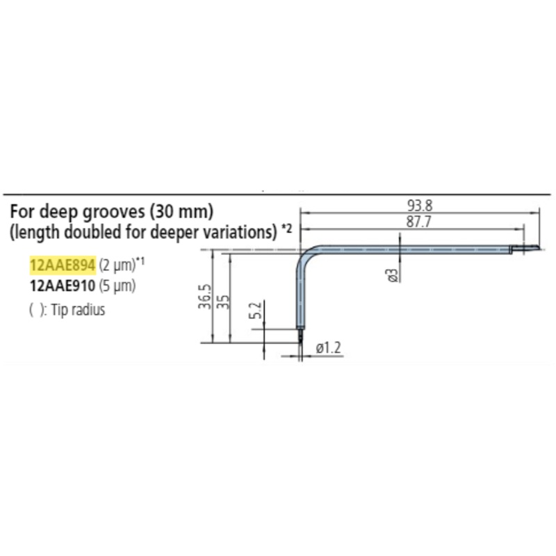 2 x Deep groove 30mm stylus – R2m; 60 for Surftest; Formtracer SV-C 12AAE894