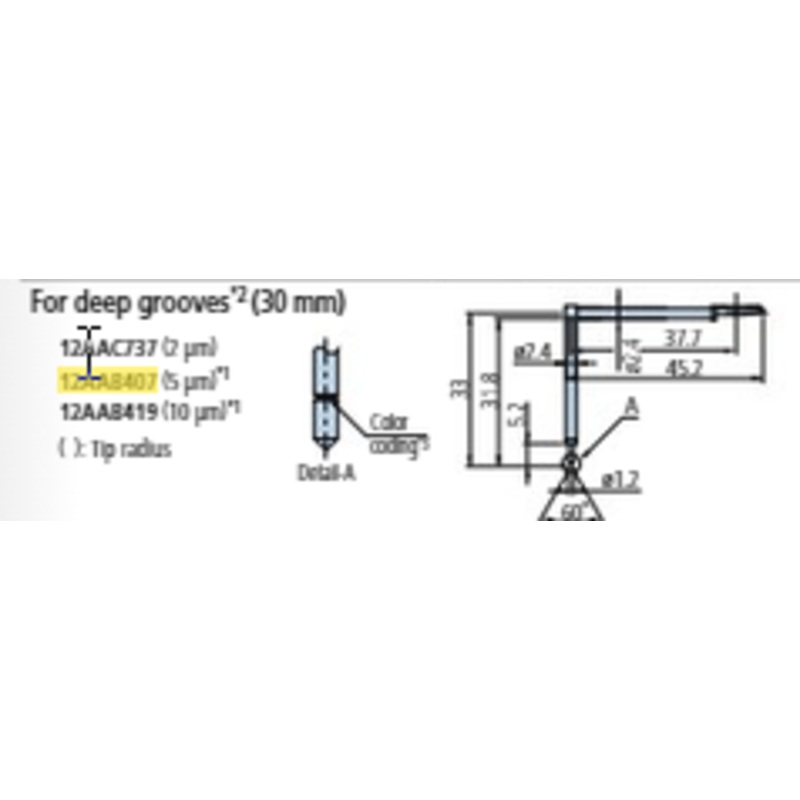 Deep groove 30mm stylus – R5m; 90 for Surftest; Formtracer SV-C 12AAB407