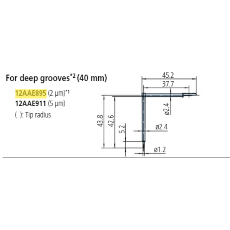 Deep groove 40mm stylus – R2m; 60 for Surftest; Formtracer SV-C 12AAE895