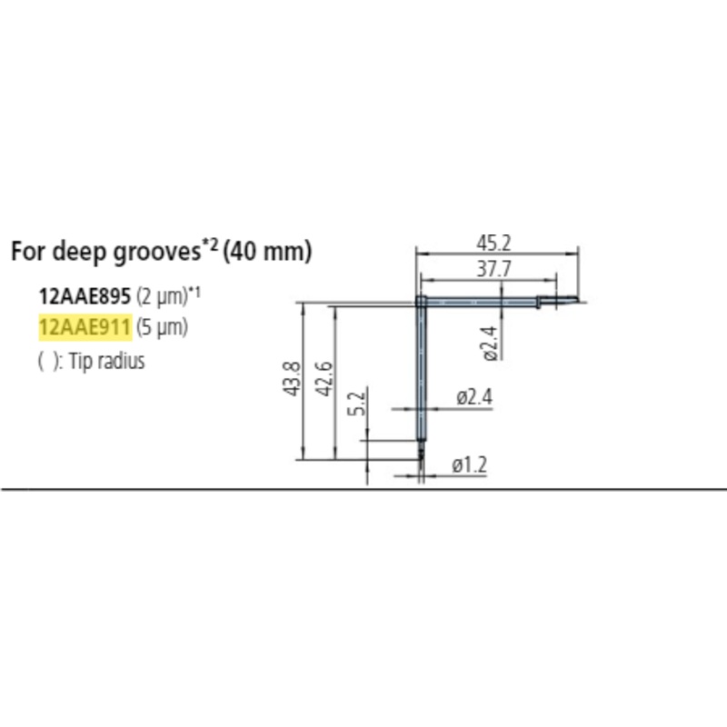 Deep groove 40mm stylus – R5m; 90 for Surftest; Formtracer SV-C 12AAE911