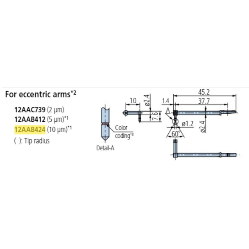 Eccentric stylus – R10m; 90 for Surftest; Formtracer SV-C 12AAB424