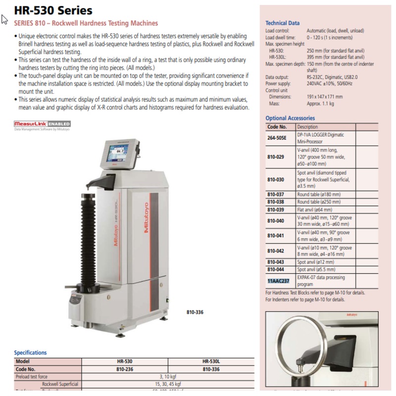 EXPAK-07 data processing program HR-500 Rockwell hardness testing machines 11AAC237