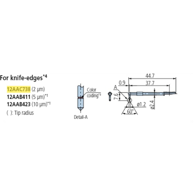Knife edge stylus – R2m; 60 for Surftest; Formtracer SV-C 12AAC738