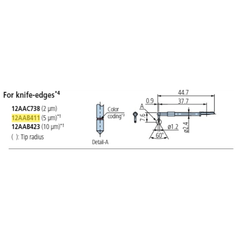Knife edge stylus – R5m; 90 for Surftest; Formtracer SV-C 12AAB411
