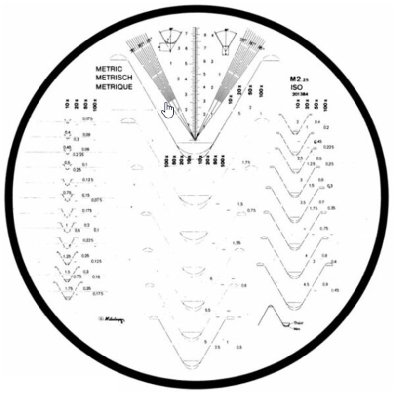 Mitutoyo 512625 ISO Metric thread chart  500 mm Overlay chart for measuring projector
