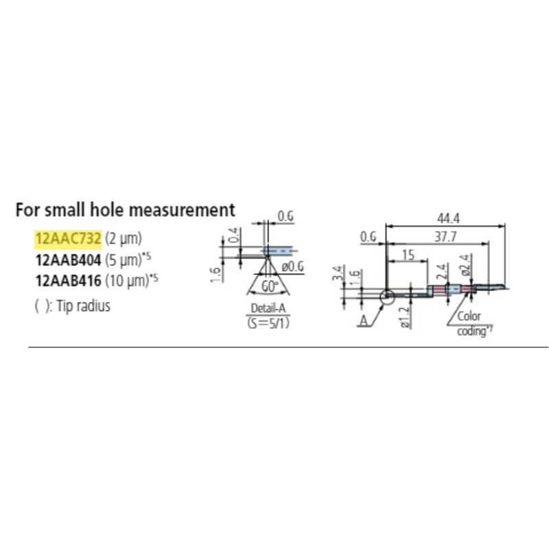 Small hole stylus – R2m; 60 for Surftest; Formtracer SV-C 12AAC732