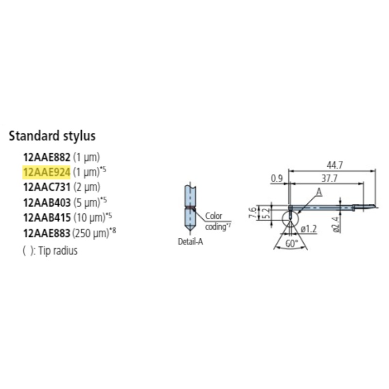 Standard stylus – R1m; 90 for Surftest; Formtracer SV-C 12AAE924