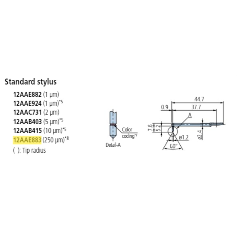 Standard stylus – R250m; 60 for Surftest; Formtracer SV-C 12AAE883