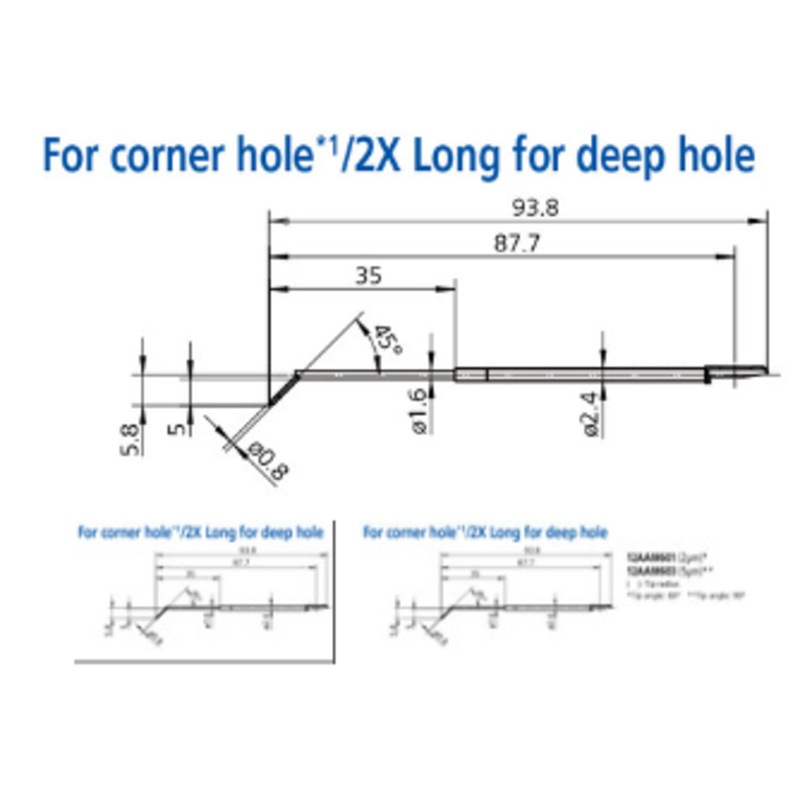 2 x Corner hole stylus – R2m; 60 for Surftest; Formtracer SV-C 12AAM601