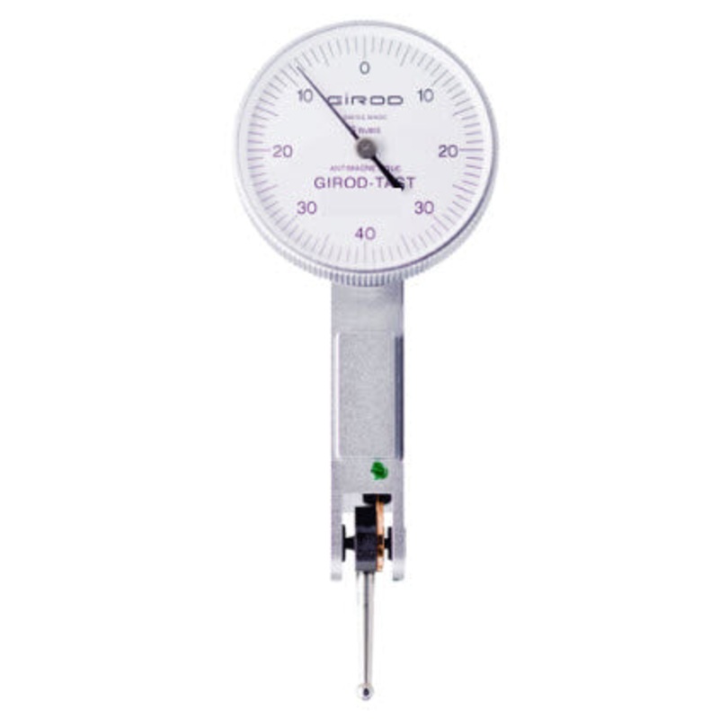 Girod Horizontal Indicator GT 1252A, Graduation: .0005, Range: .030, Reading: 0-15-0, Face 1.1”, Stylus .5”, DIN 2270