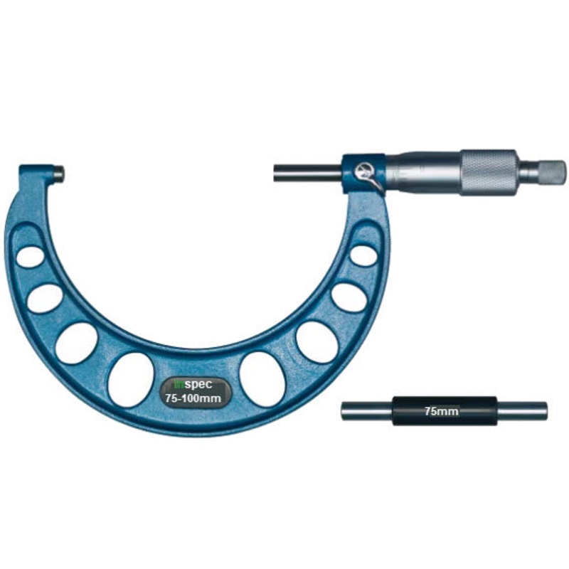 Inspec 106-04-000 Outside Micrometer 75-100mm Carbide Measuring faces Painted on fine cast frame Graduation .01mm