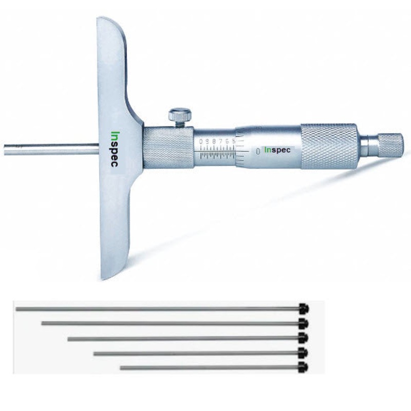 Inspec Depth Micrometer 0-150mm Base 100mm Graduation .01mm, 202-54-200