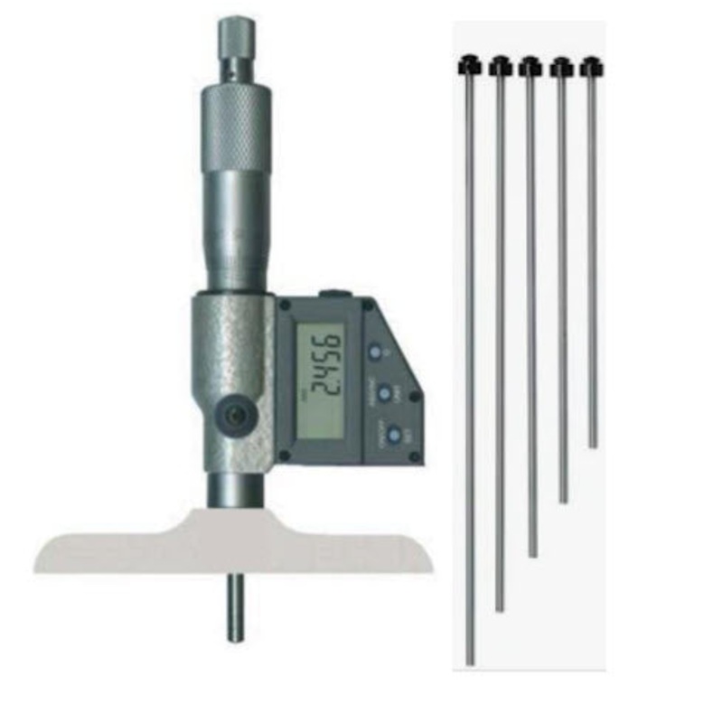 Inspec Digital Depth Micrometer 0-300mm/0-12 Base 100mm/4 Resolution .001mm/.00005, 233-36-510