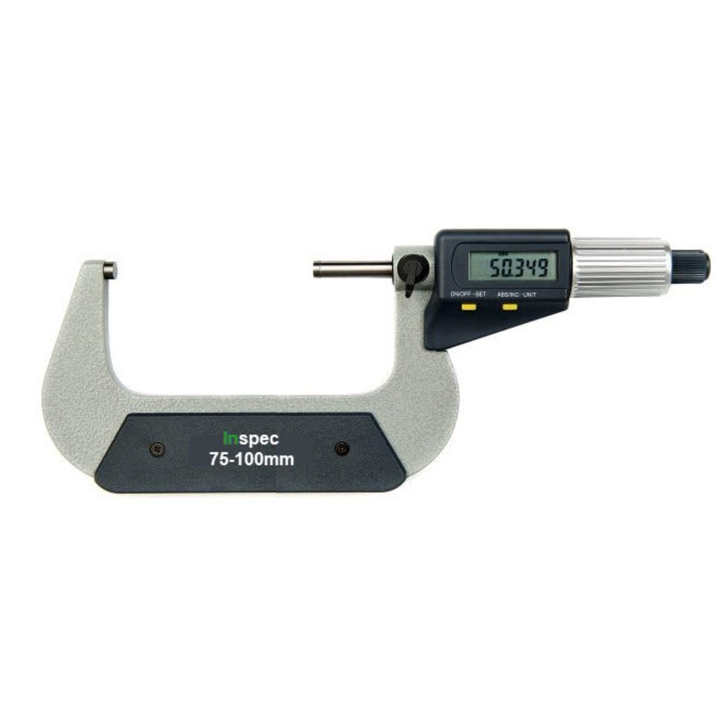 Inspec Digital Micrometer 132-04-830 Range 75-100mm/3-4 Resolution .00005/.001mm