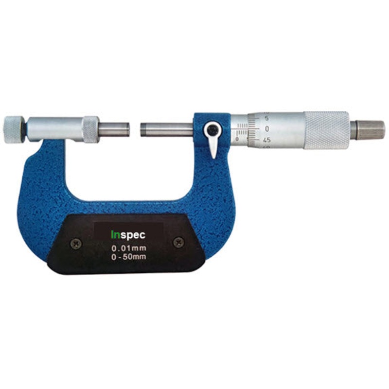 Inspec Micrometer with anvil attachment 101-01-200 Range 0-50mm Graduation .01mm