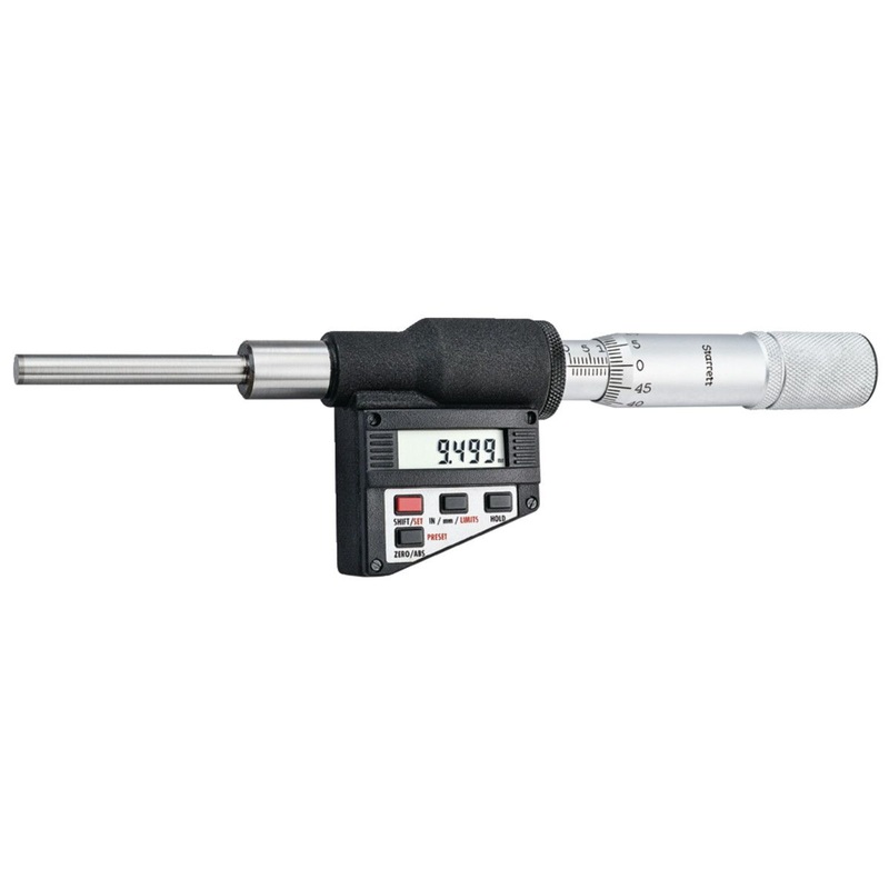 Starrett 762XFL-2 Digital Micrometer Head, Non-Rotating Spindle, 0-2 Range, 0.00005 Graduation, +/-0.00008 Accuracy, Friction Thimble, Lock Nut, Carbide Face