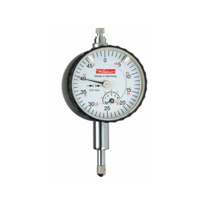 Verdict 23/2044 Kaefer Small Dial Gauge KM 4/5 T Reading 0.01 mm Range 5 mm Range per revolution 0.5 mm Bezel- 40 mm Stem- 8 h 6 Not Shockproof