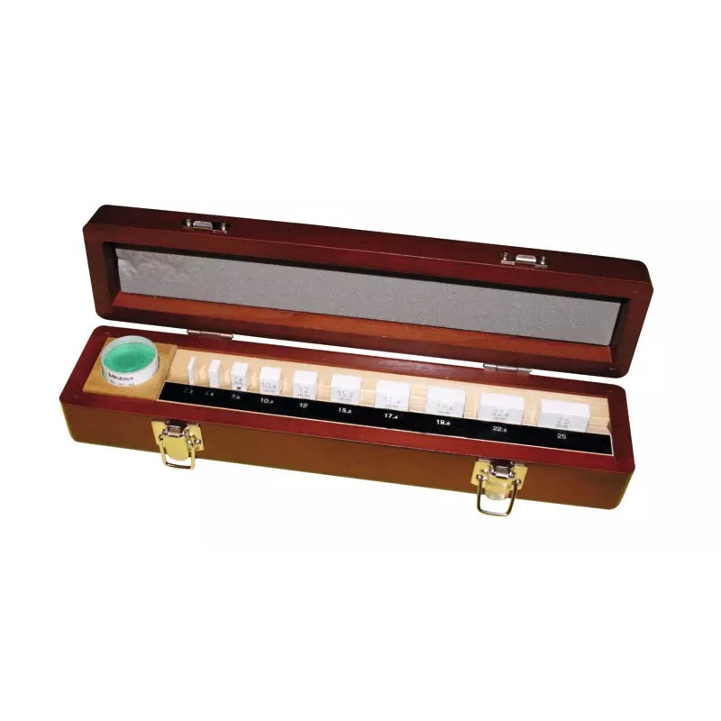 Mitutoyo 516-161-10 Gauge Block Set, Metric, Ins. Cert., ISO 16 Blocks, Grade 0, Ceramic, Opt. Parallel 12/25mm, Cerastone