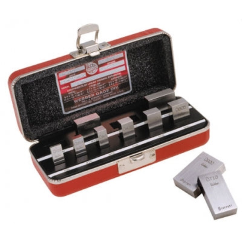 Starrett Webber RS9A1 9piece steel gauge block set rectangular Grade 0 1 Block each, .0625, .100, .125, 200 .250, .300, .500, 1.000, and 2.000 inch