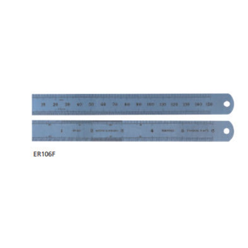 Moore & Wright Traditional Engineers Rigid Steel Rule ER106F Range 150 mm/6 width 19.0 Thickness 0.4mm