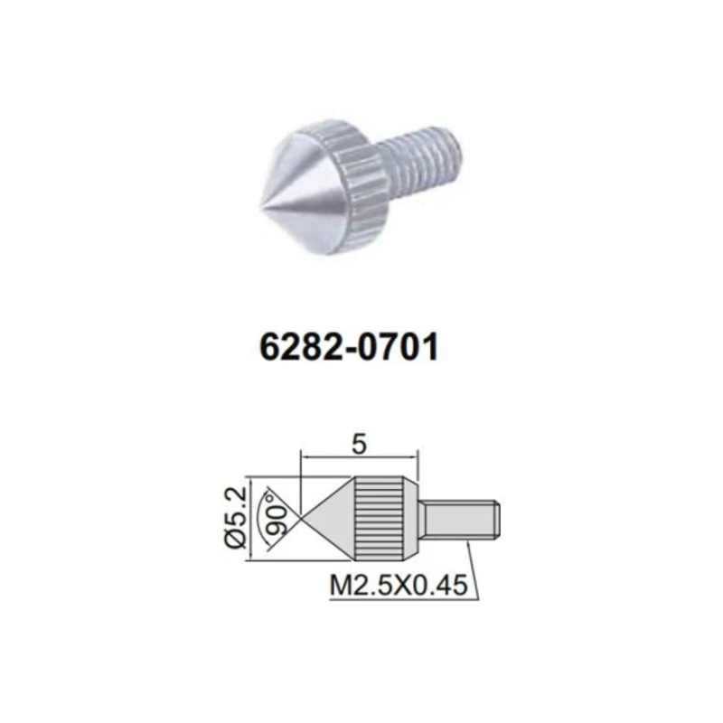 Conical Contact Point INSIZE 5mm (6282-0701) M2.5 x .45mm, 90 deg tip angle