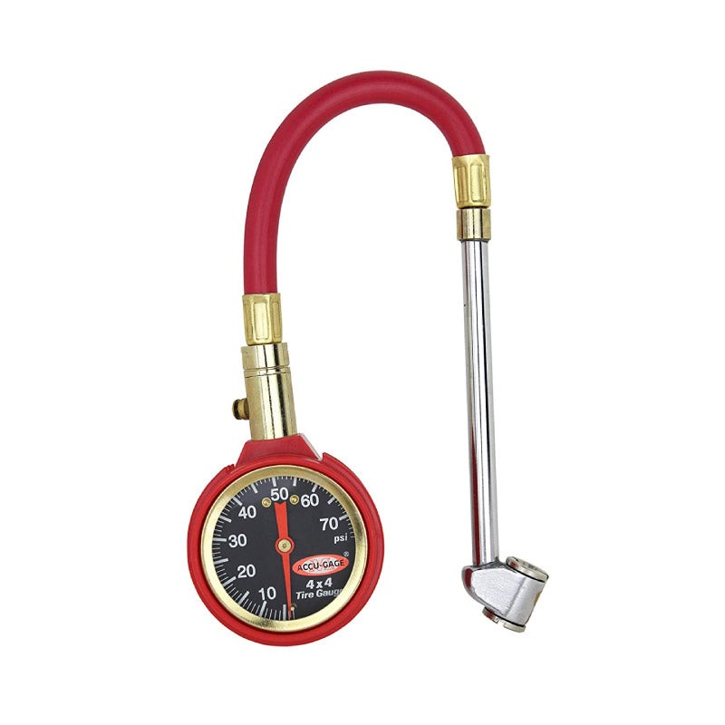 Accu-Gage by Milton Dial Tire Pressure Gauge with Dual Foot Air Chuck and 11 in. Rubber Hose – ANSI Certified for Motorcycle/Car/Truck Tires (0-75 PSI)