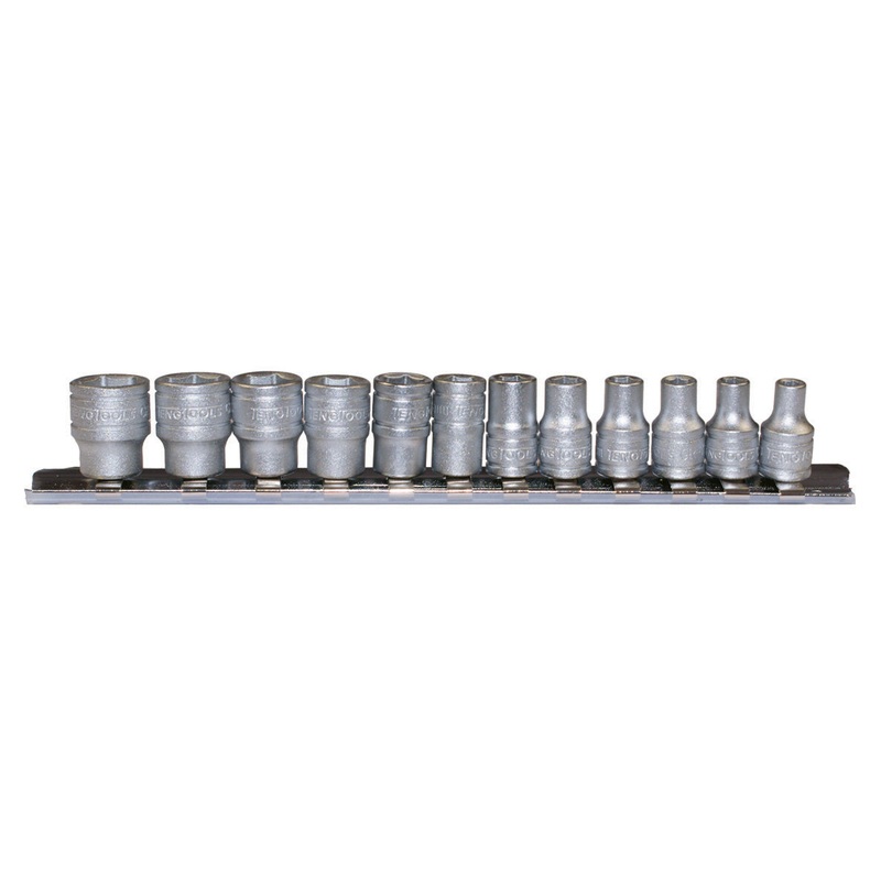 1/4 DRIVE REGULAR SOCKET CLIP RAIL 12 PIECE