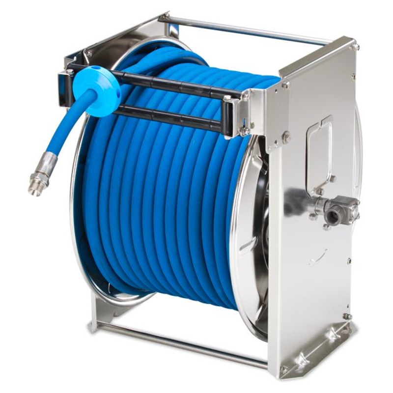 10mm Stainless Steel Auto Retract Hose Reel fitted with FDA Wash Down Hose