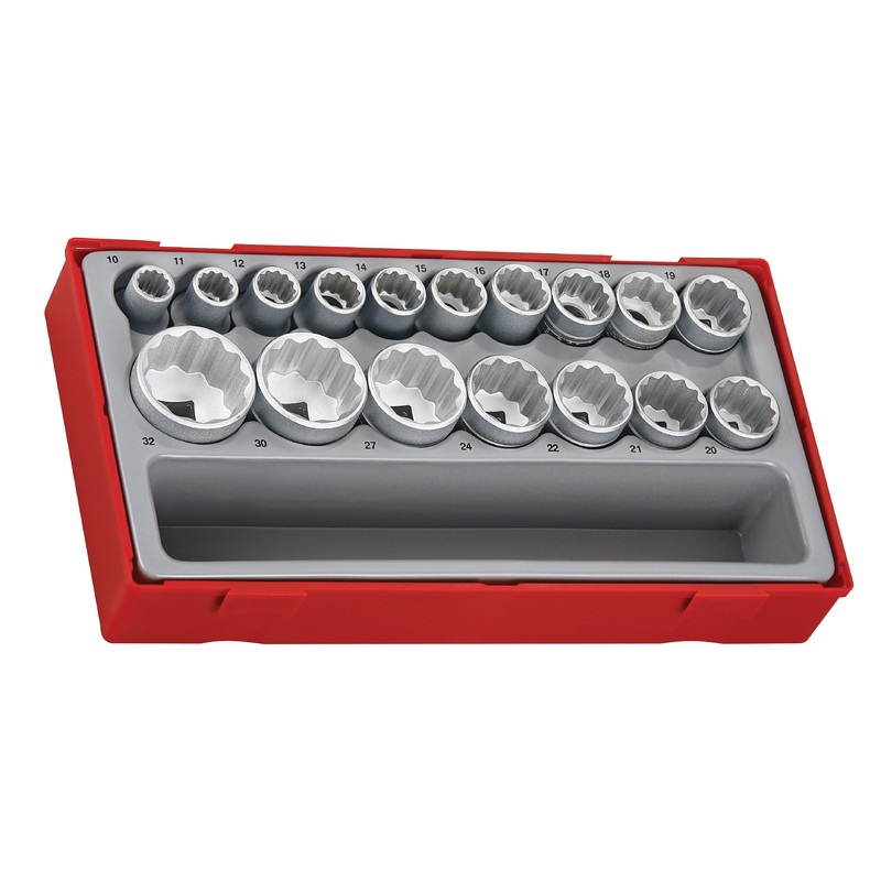 12 POINT SOCKET SET 1/2 DRIVE 17 PIECE