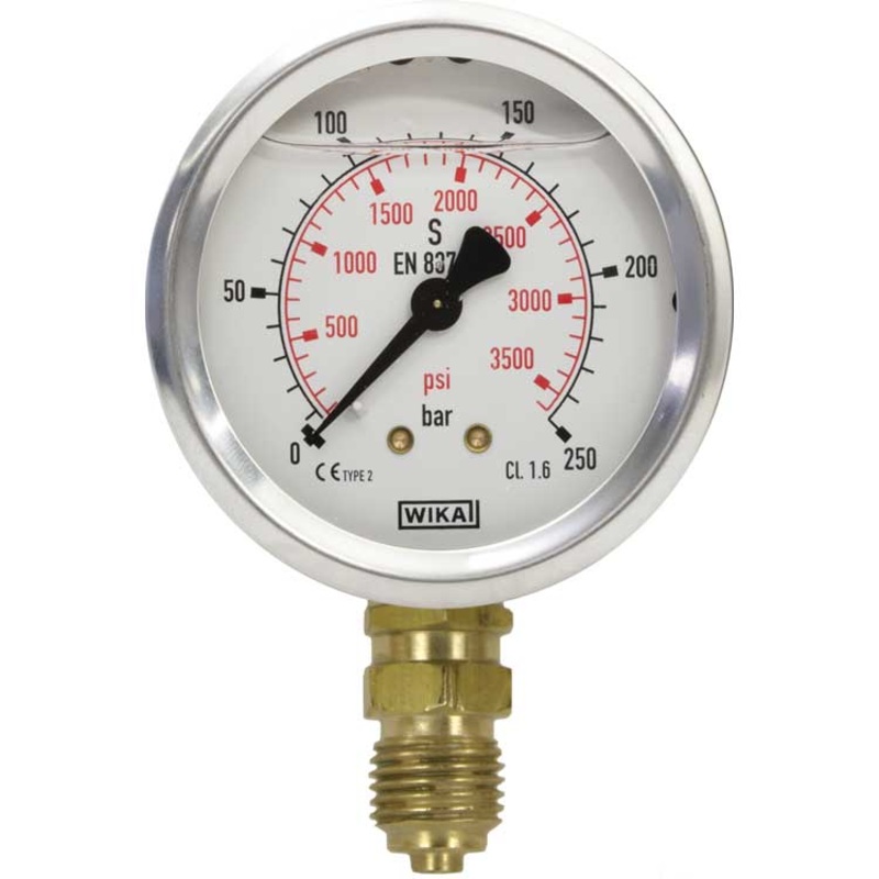 G 1/4 BSPP 2.5 Dial Glycerine Filled Pressure Gauge Brass Internals Bottom Entry