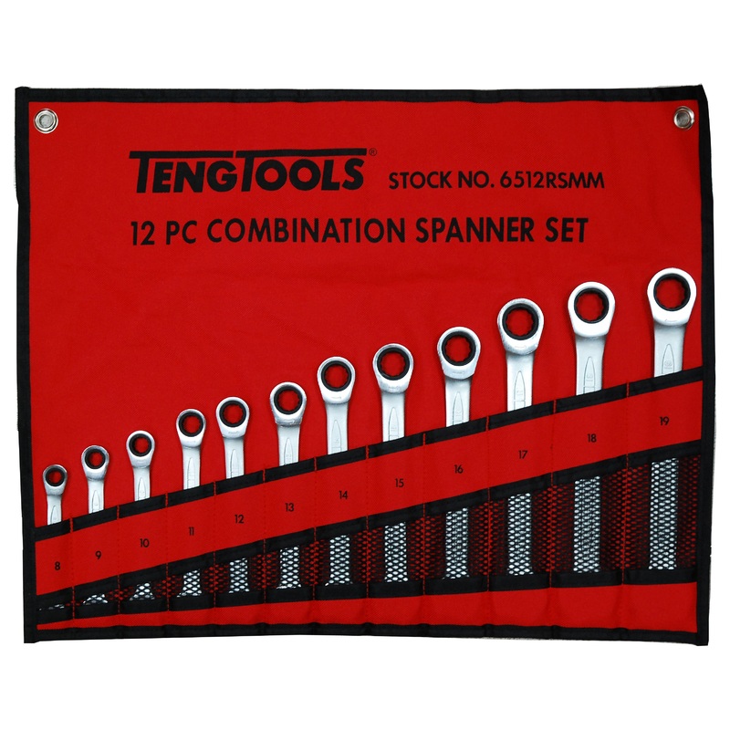 RATCHETING COMBINATION SPANNER SET 12 PIECE