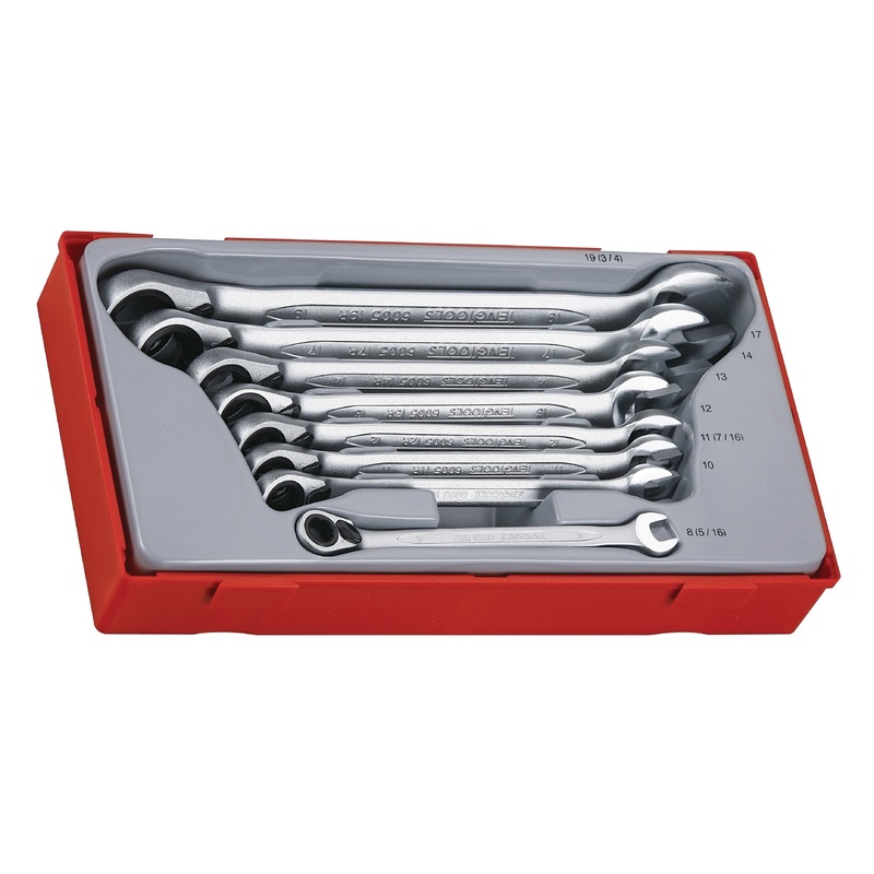 RATCHETING SPANNER SET 8 PIECE
