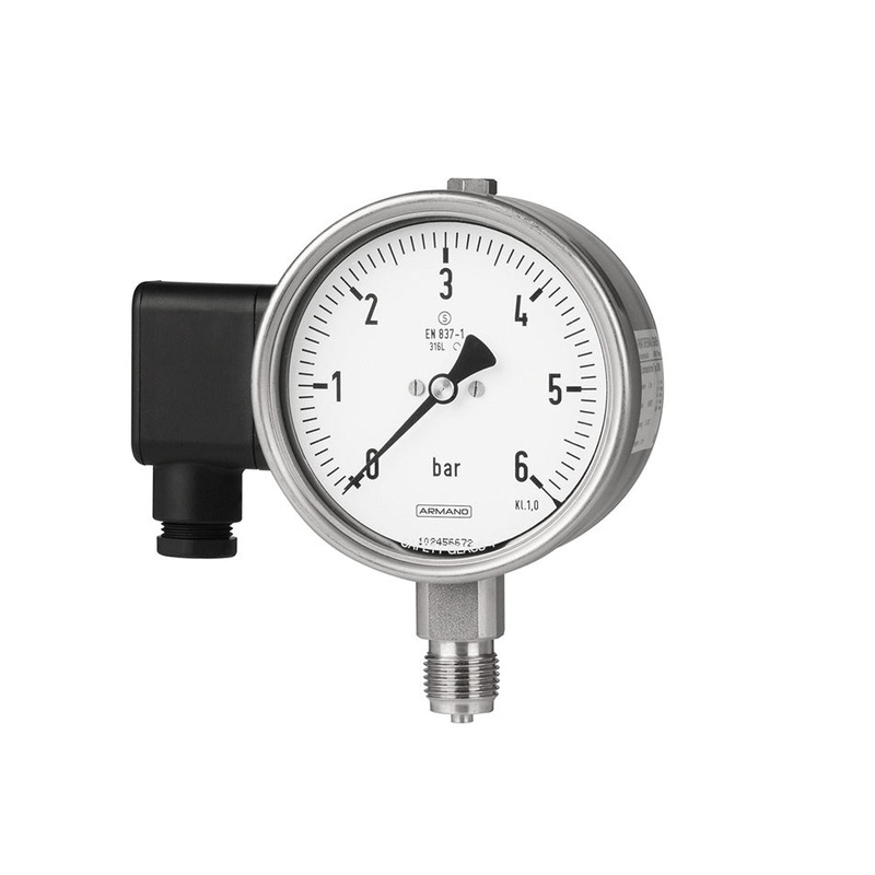 Bourdon tube pressure gauge with integrated pressure transmitter (data sheet 9631)