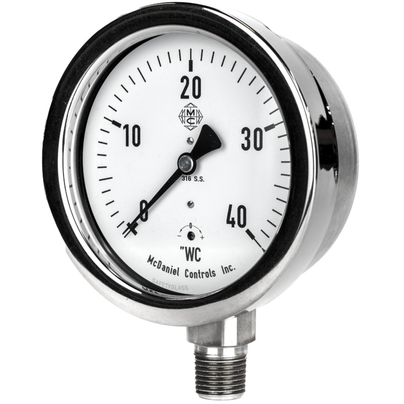 McDaniel Low Pressure Gauge – C Model – 4 Gauge, 1/2 NPT BTM, 3 PSI