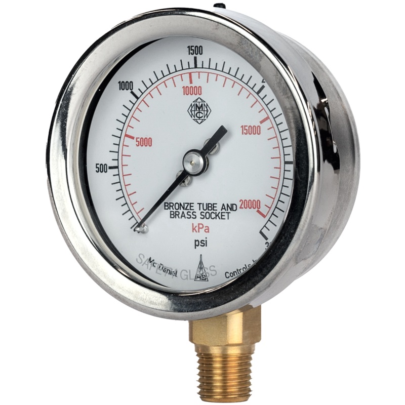 McDaniel Pressure Gauge – J Model – 2.5 Gauge, 1/4 NPT BTM, 60 PSI//KPA